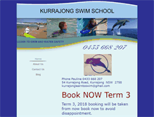 Tablet Screenshot of kurrajongswimschool.com